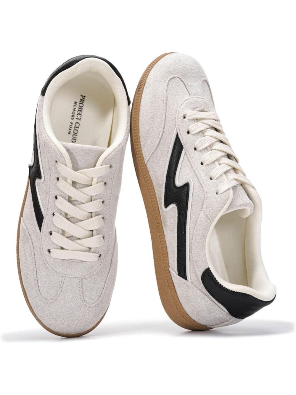 Women's Light Grey Comfortable Fashion Casual Memory Foam Insole Lace Up Sneaker